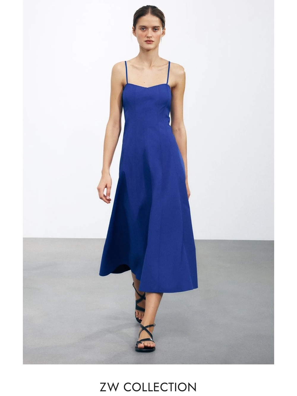 ZARA New WOMAN SS25 POPLIN TIE MIDI DRESS CORNFLOWER
BLUE. Size M. NWT